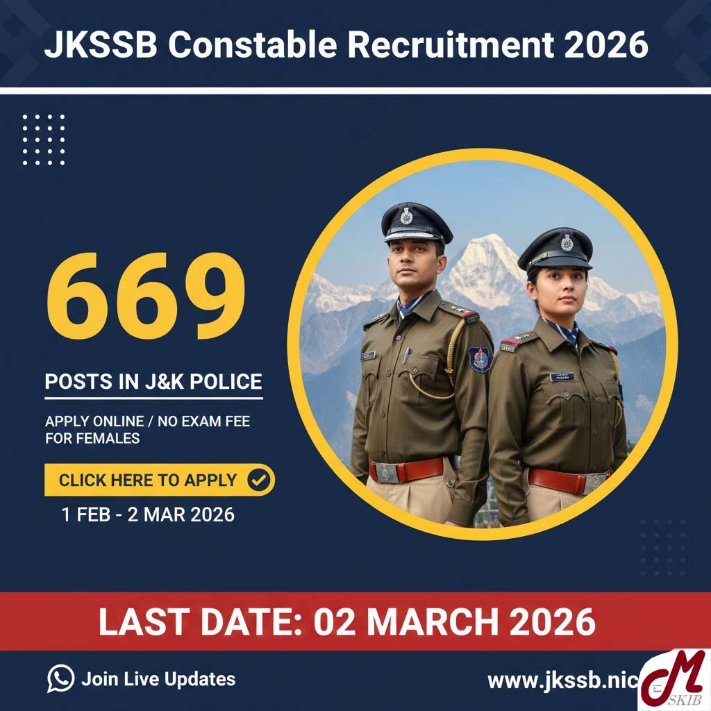 JKSSB Constable Recruitment 2026 Apply Online for 669 Posts in J&K Police
