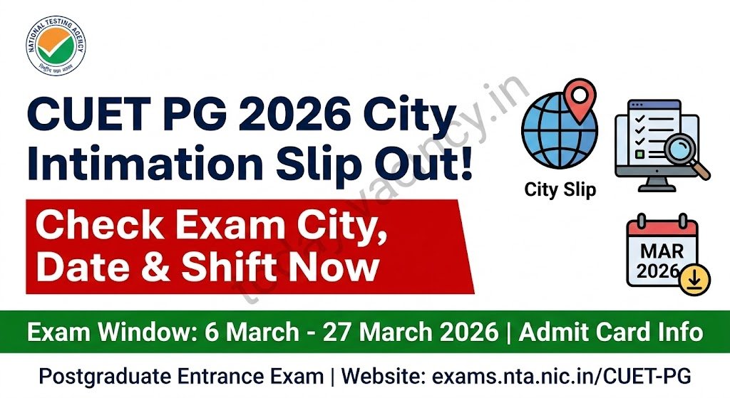 CUET PG 2026 City Intimation Slip Released – Download Admit Card Exam Schedule Now
