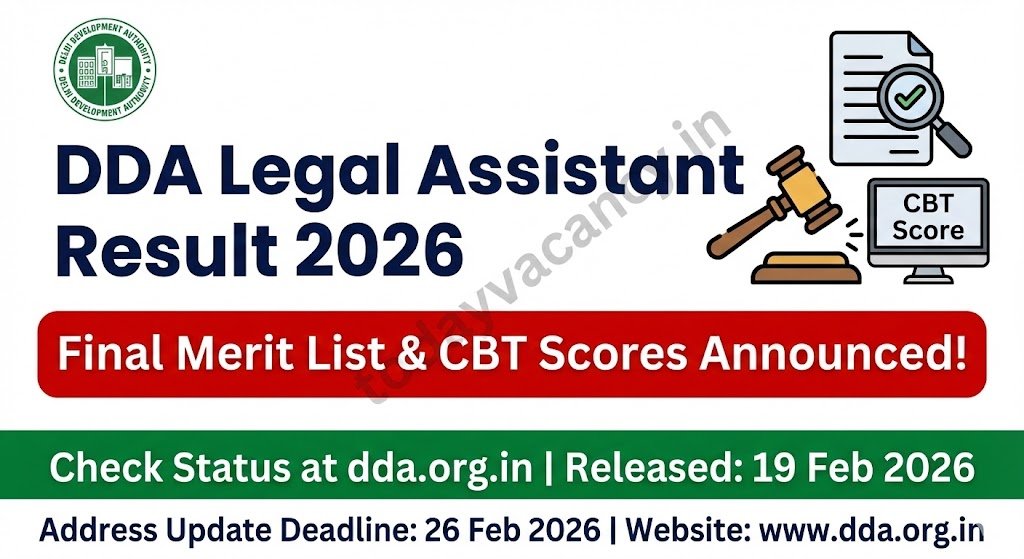 DDA Legal Assistant Result 2026 Out Download Merit List CBT Scores Now