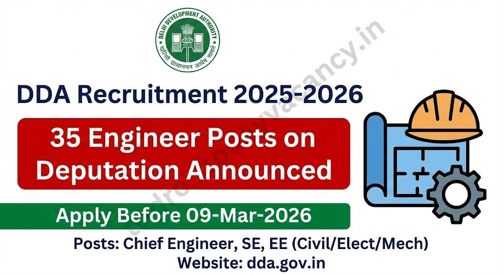 Delhi Development Authority DDA Recruitment 2025‑2026 35 Engineer Posts on Deputation – Apply Before 09‑Mar‑2026