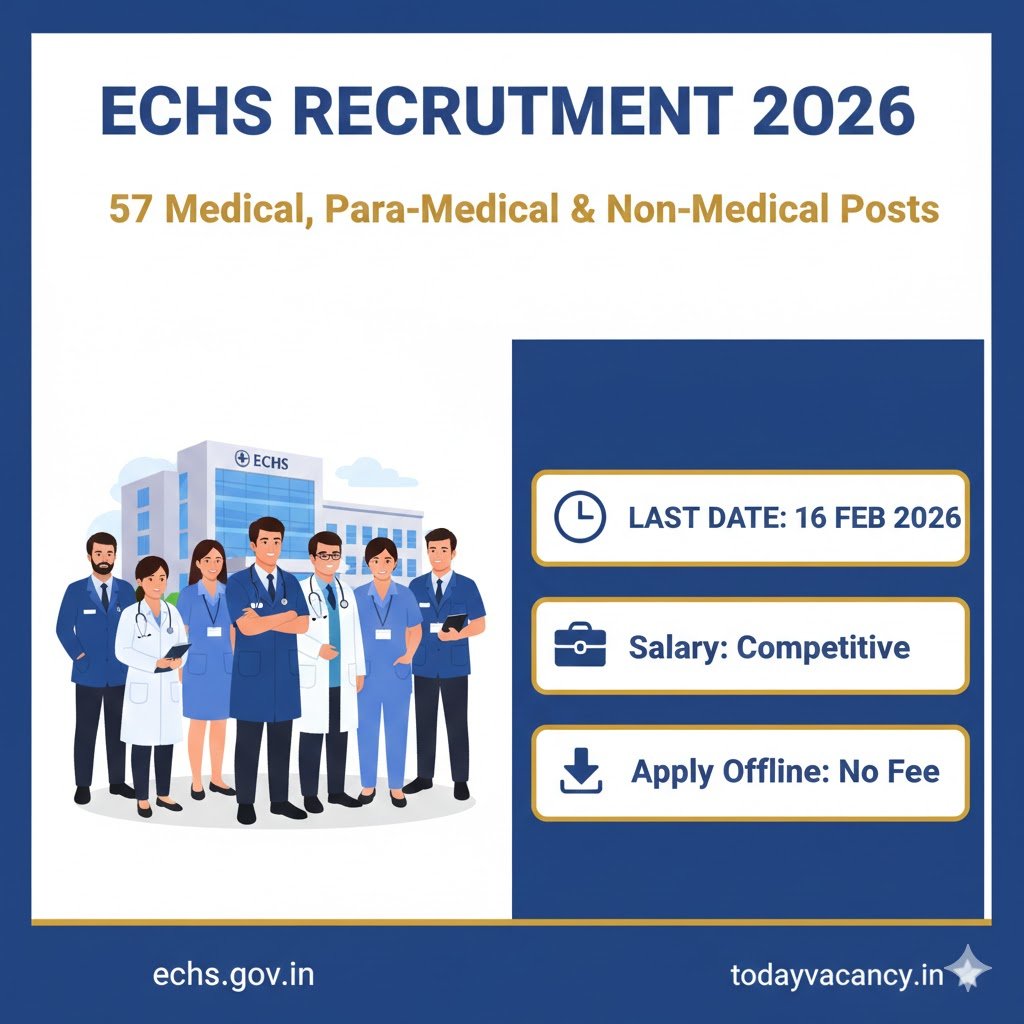 ECHS Recruitment 2026 – Apply for 57 Medical Para‑Medical Non‑Medical Staff Posts Offline
