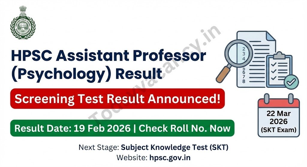 Haryana PSC Assistant Professor Psychology Result 19‑02‑2026 – Check Your Roll No. Now