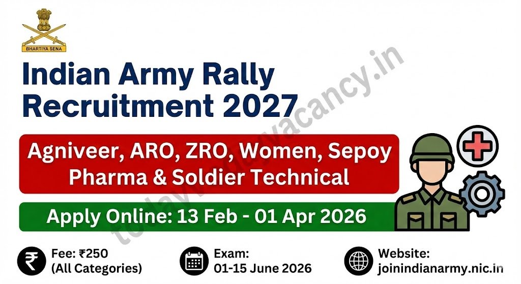 Indian Army Rally Recruitment 2027 Apply Online for Agniveer ARO ZRO Women Sepoy Pharma Soldier Technical Posts