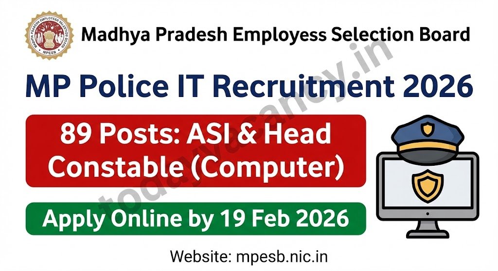 MP Police IT Recruitment 2026 – Apply for 89 ASI Head Constable Computer Posts