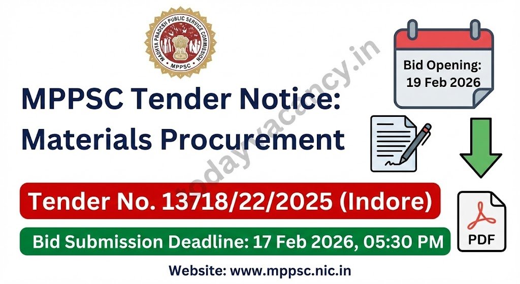 MPPSC Tender No. 13718222025 – Various Materials Procurement Apply Online by 17 Feb 2026