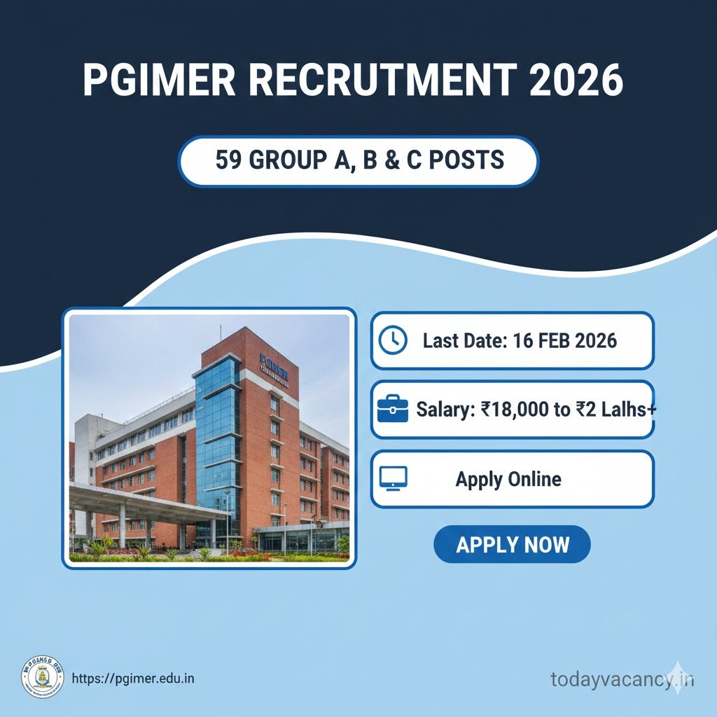 PGIMER Recruitment 2026 – Apply Online for 59 Group A B C Posts