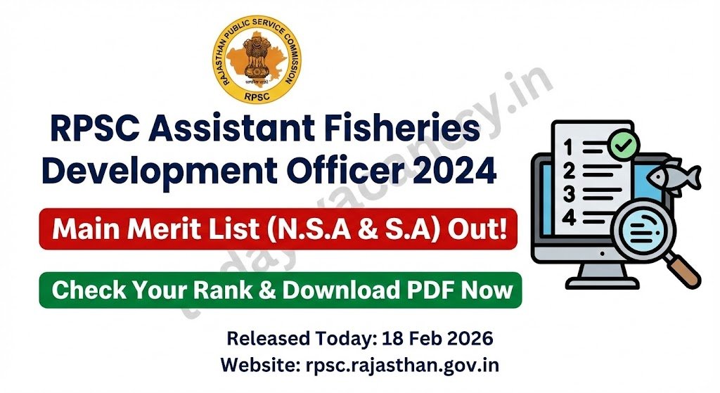 RPSC Assistant Fisheries Development Officer 2024 Main Merit List Out – Check Your Rank Now