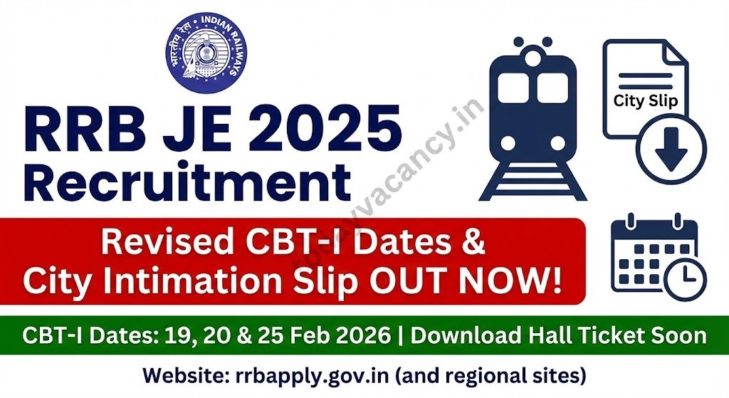 RRB JE 2025 Recruitment Revised CBT‑I Dates City Intimation Slip Now Live