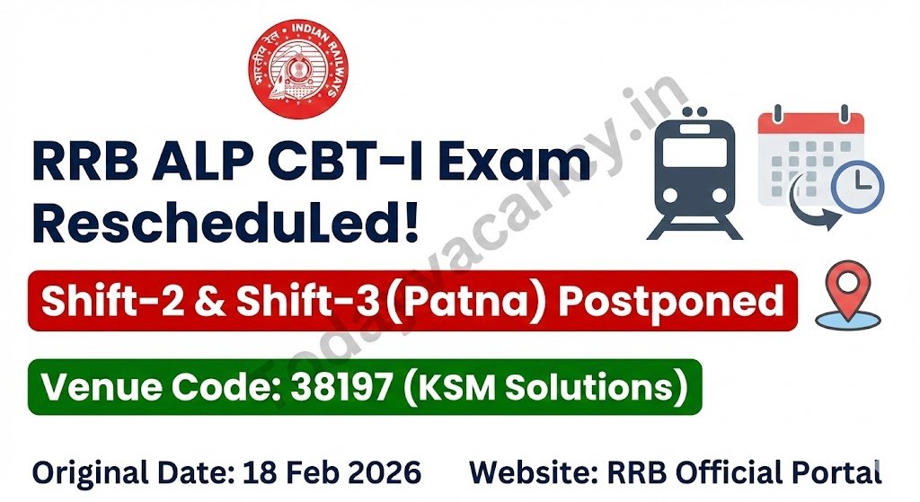 RRB Reschedules CBT‑I for Assistant Loco Pilot Shift‑2 Shift‑3 – Patna Venue Code 38197