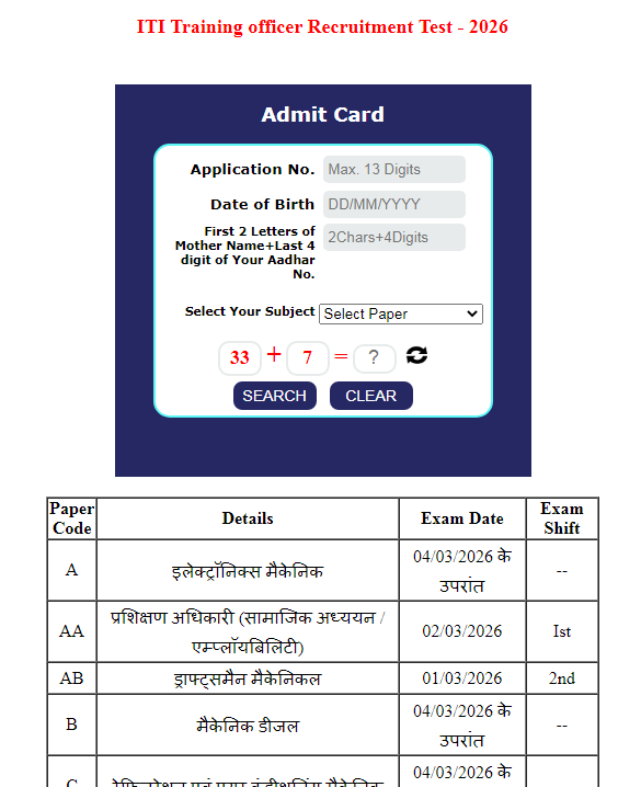 iti Admit Ctd Download