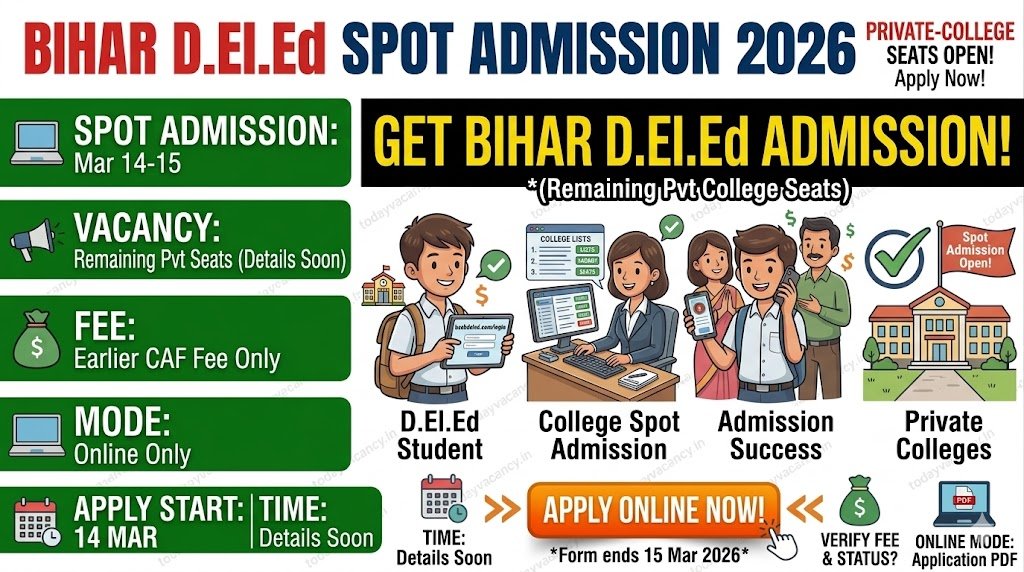 Bihar D.El .Ed Spot Admission 2026 – Apply Online for Remaining Private‑College Seats Mar 14‑15