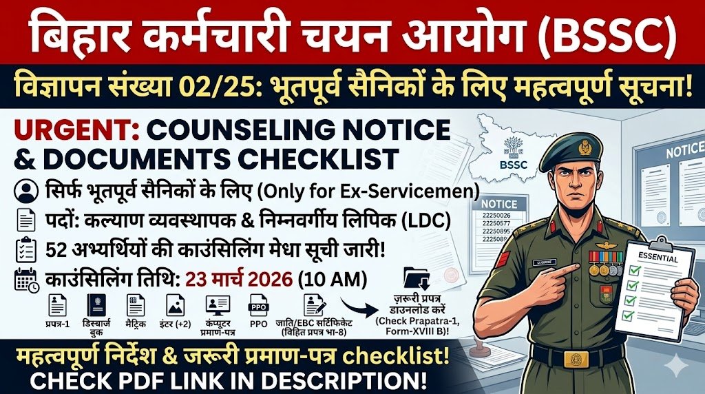 Bihar Employee Selection Commission BSSC 2025‑26 Welfare Manager Lower Division Clerk Provisional Document Verification – All Details Inside