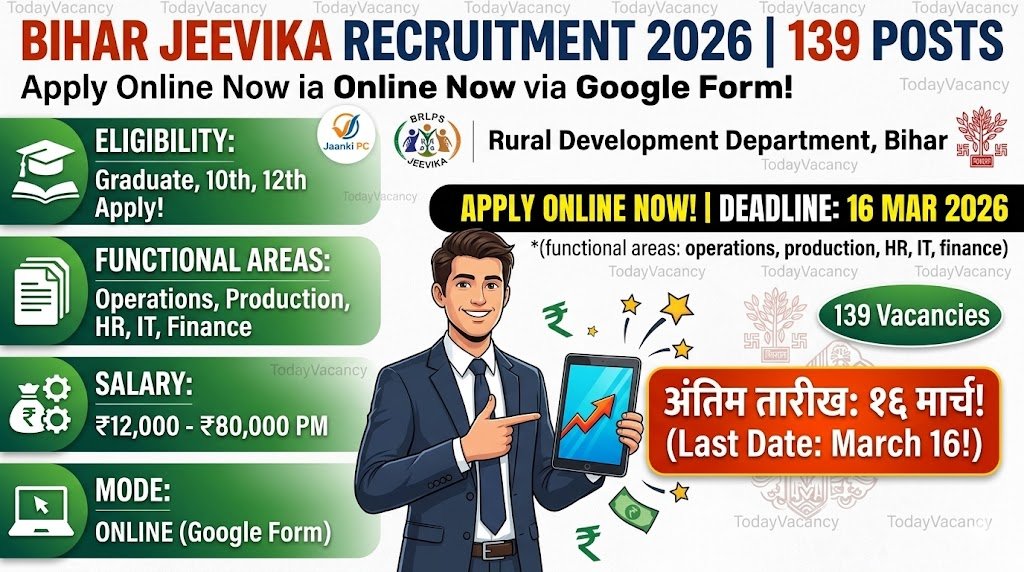 Bihar Jeevika Recruitment 2026 139 Posts – Apply Online by March 16