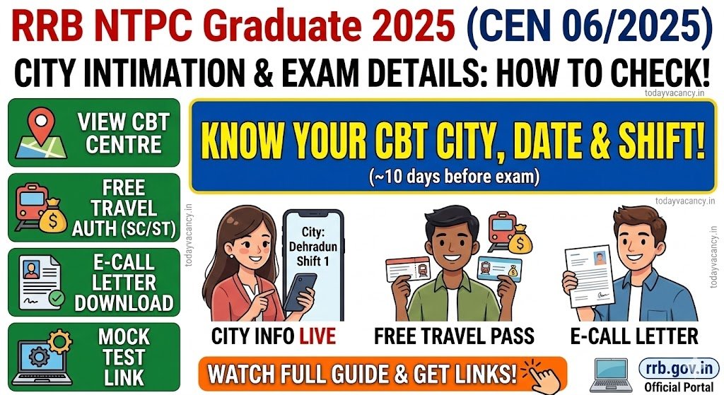 How to Check City Intimation Exam Details for RRB CEN 062025 NTPC Graduate – Click Her