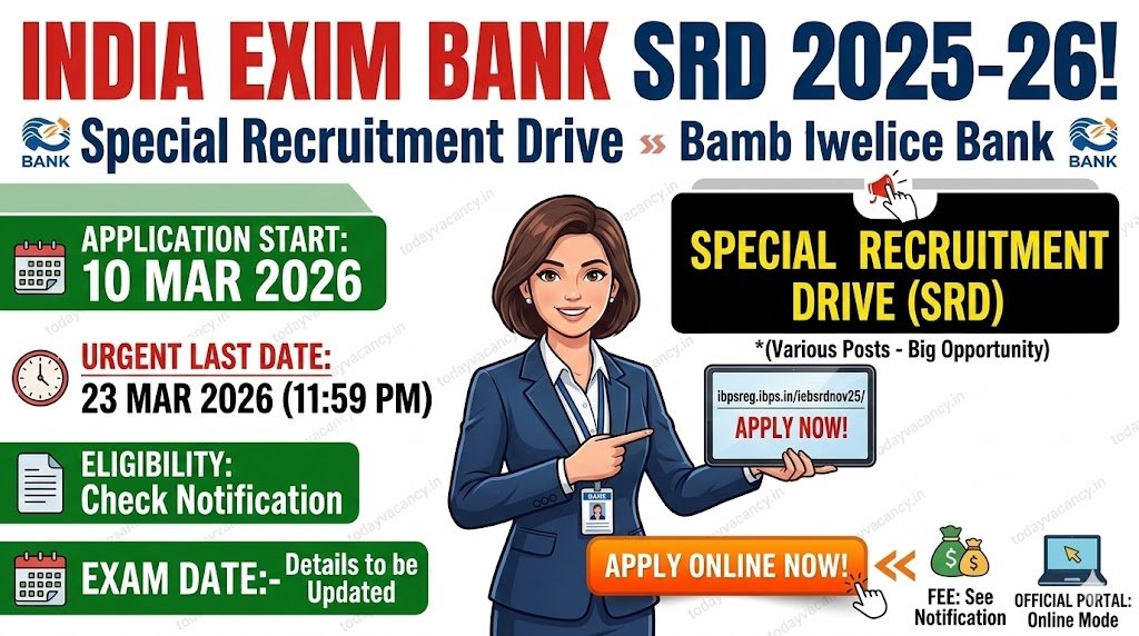 India Exim Bank SRD 2025‑26 Apply Online for Special Recruitment Drive – 10‑23 Mar 2026