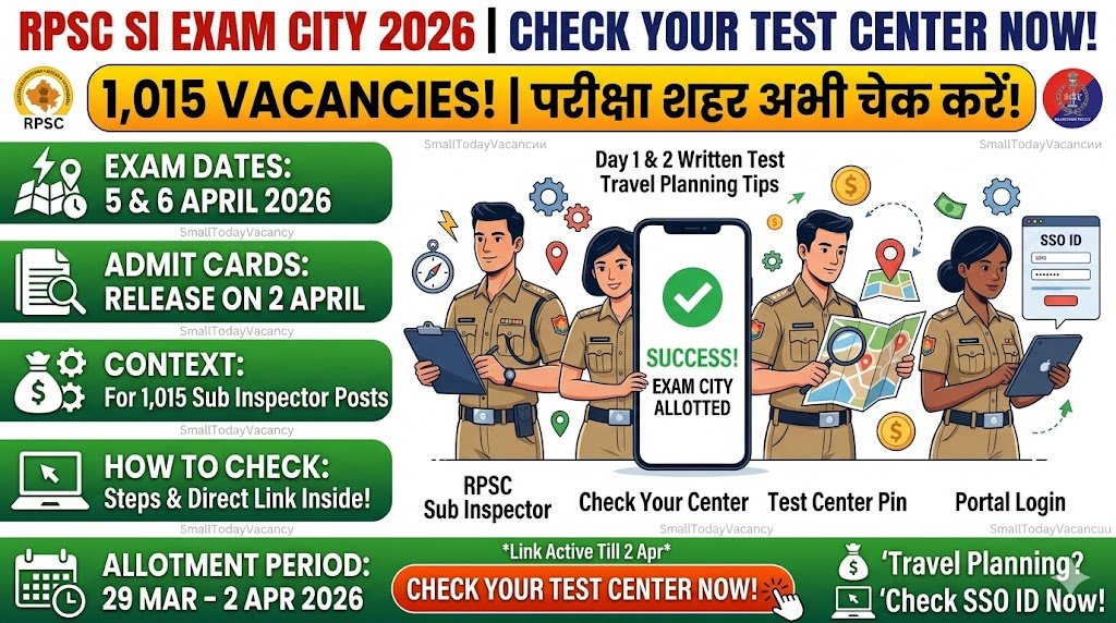 RPSC SI Sub Inspector Exam City 2026 Check Your Test Center Now