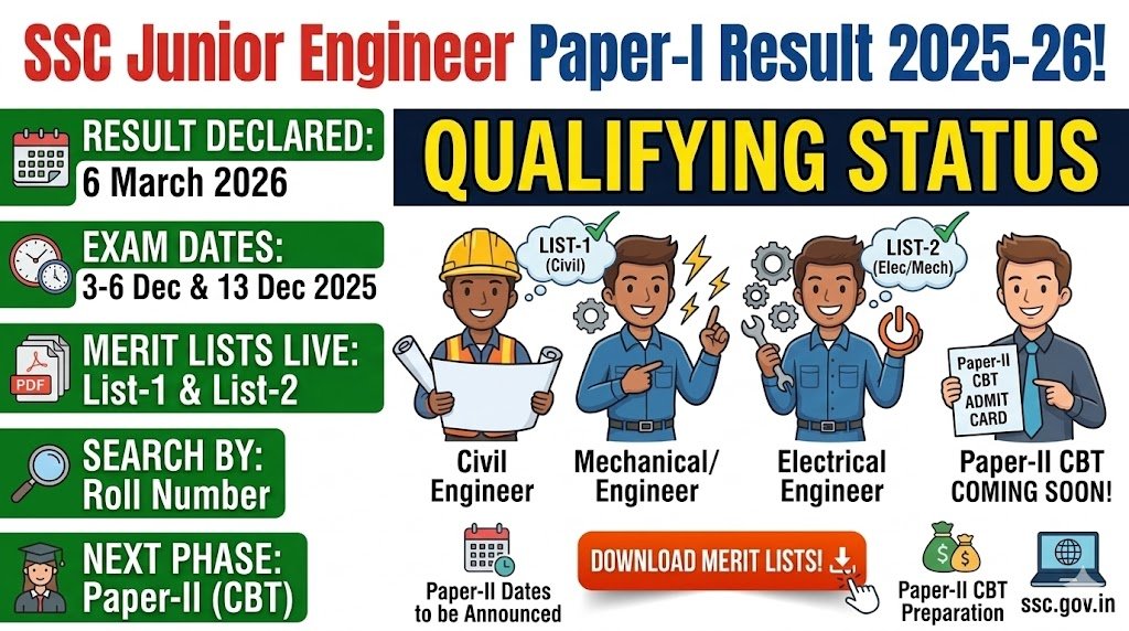 SSC JE Prelims Result 2025 26 Declared – Direct PDF Link Cutoffs