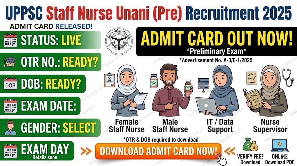 UPPSC Staff Nurse Unani Pre Admit Card 2025 – Official Download Link