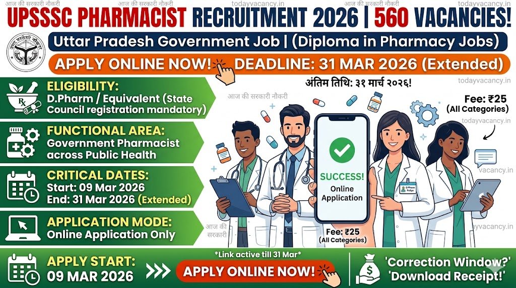 UPSSSC Pharmacist Recruitment 2026 Apply Online for 560 Vacancies