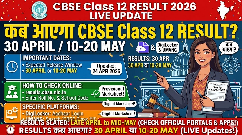 CBSE Class 12 Result 2026 Live कब आएगा DigiLocker UMANG से मार्कशीट कैसे देखें