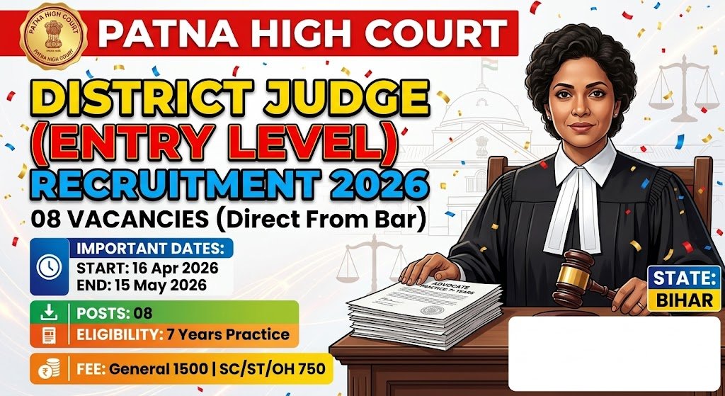 Patna High Court Judge Recruitment 2026 – 08 Posts Apply by 15 May