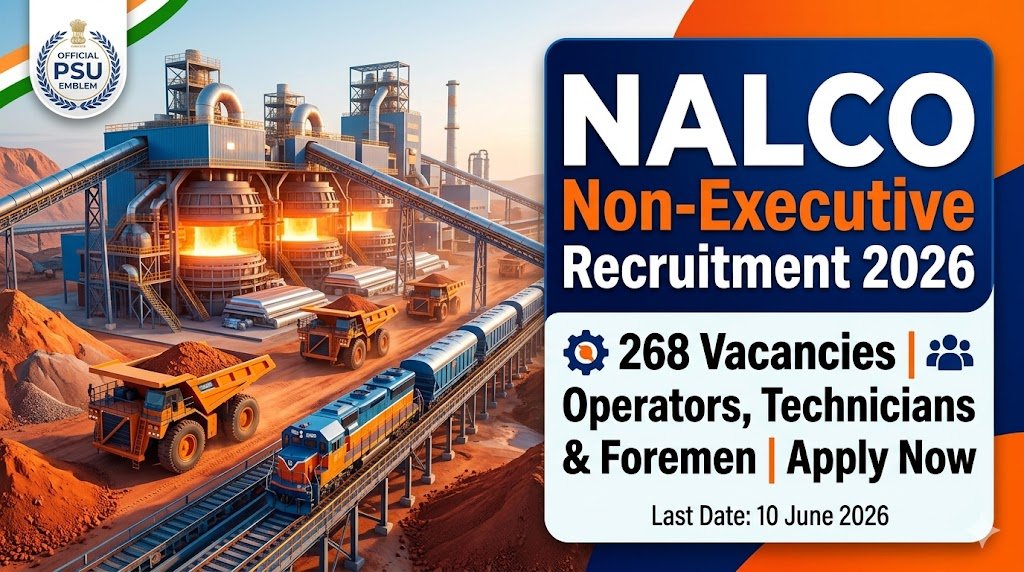 NALCO Non‑Executive Recruitment 2026 – 268 Vacancies for Operators Technicians Foremen Apply Before 10 June