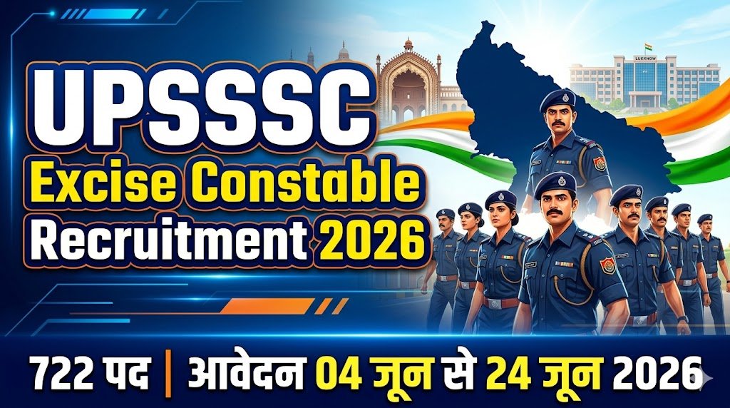 UPSSSC Excise Constable Recruitment 2026 722 पदों का नोटिफिकेशन जारी आवेदन 04‑06‑2026 से शुरू